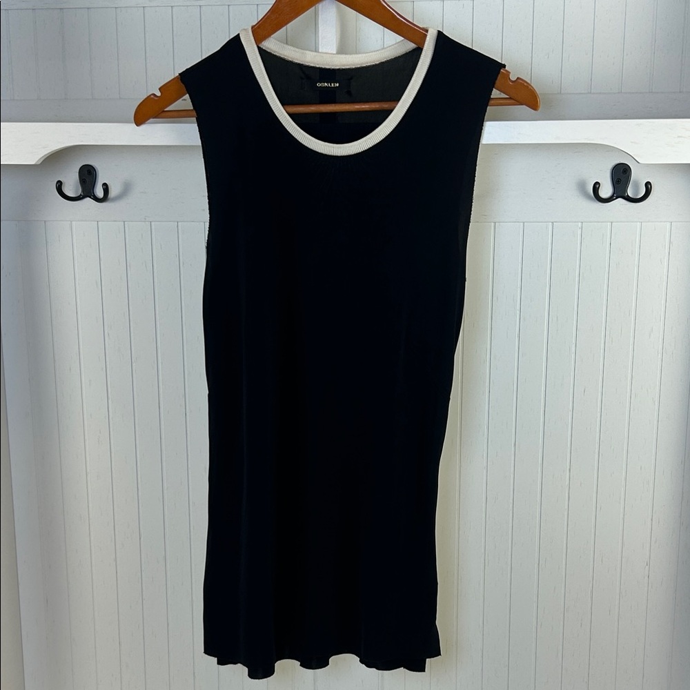 Osklen Black Longline Sleeveless Tunic Sheer Panel Size P
